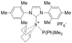 (Dimethylphenylphosphine)(1,5-cyclooctadiene)[1,3-bis(2,4,6-trimethylphenyl)imidazol-2-ylidene]iridium(I) hexafluorophosphate, min. 98%