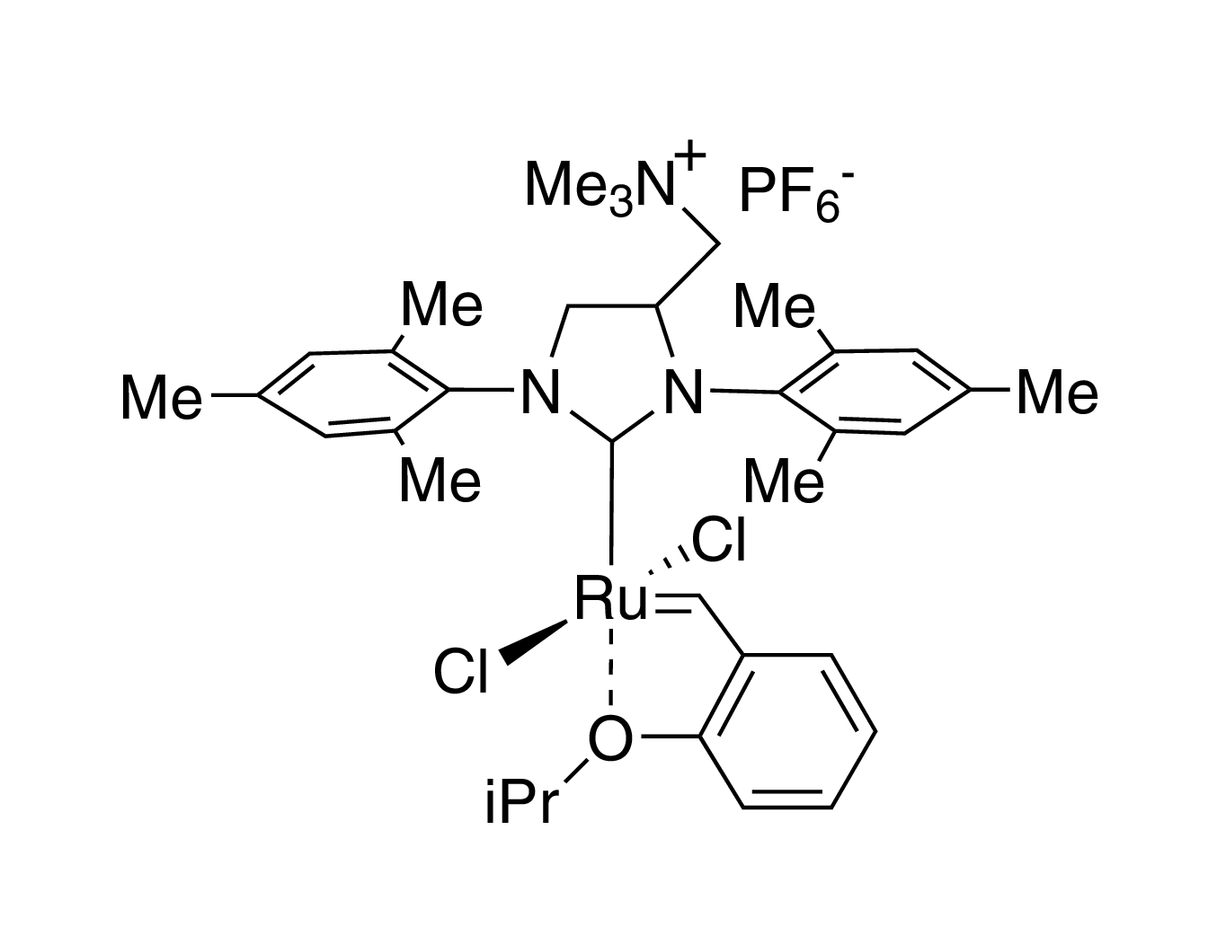 1,3-Bis(2,4,6-trimethylphenyl)-4-[(trimethylammonio)methyl]imidazolidin-2-ylidene]-(2-i-propoxybenzylidene)dichlororuthenium(II) hexafluorophosphate StickyCat PF6