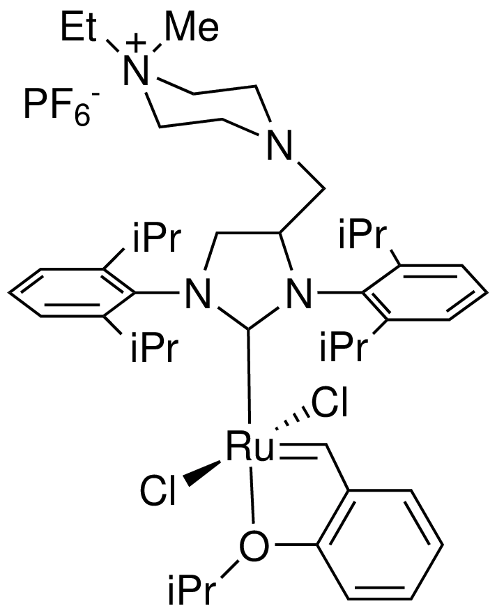 Dichloro(1,3-Bis(2,6-di-i-propylphenyl)-4-((4-ethyl-4-methylpiperzain-1-ium-1-yl)methyl)imidazolidin-2-ylidene)(2-isopropoxybenzylidene)ruthenium(II) hexafluorophosphate FixCat PF6