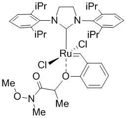 [1,3-Bis(2,6-di-i-propylphenyl)imidazolidin-2-ylidene]{2-[[1-(methoxy(methyl)amino)-1-oxopropan-2-yl]oxy]benzylidene}ruthenium(II) dichloride GreenCat