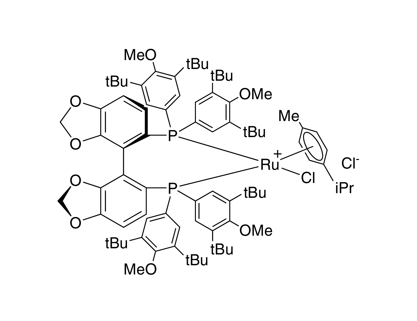 Chloro{(R)-(-)-5,5'-bis[di(3,5-di-t-butyl-4-methoxyphenyl)phosphino]-4,4'-bi-1,3-benzodioxole}(p-cymene)ruthenium(II) chloride [RuCl(p-cymene)((R)-dtbm-segphos®)]Cl