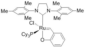 [1,3-Bis(2,4,6-trimethylphenylimidazolidin-2-ylidene)](tricyclohexylphosphine)-(2-oxobenzylidene)ruthenium(II) chloride LatMet