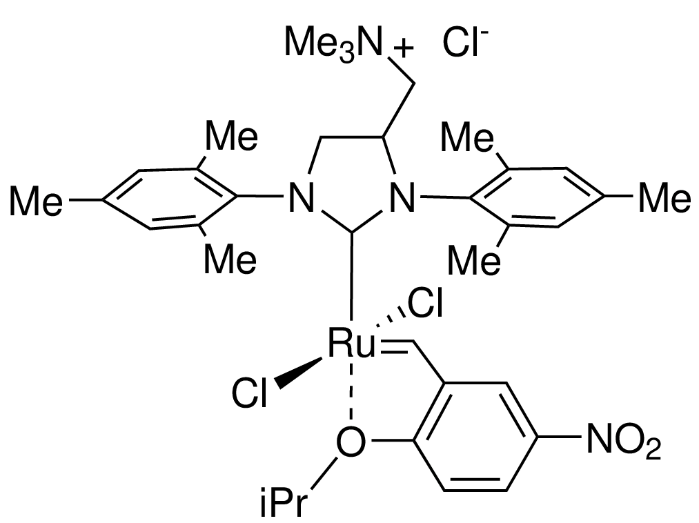 1,3-Bis(2,4,6-trimethylphenyl)-4-[(trimethylammonio)methyl]imidazolidin-2-ylidene]-(2-i-propoxy-5-nitrobenzylidene)dichlororuthenium(II) chloride nitro-StickyCat Cl