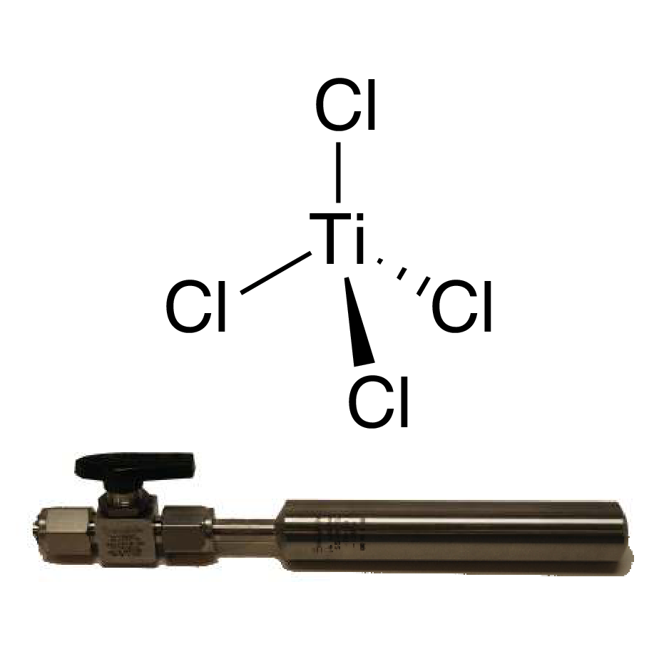 Titanium(IV) chloride, 99%, 22-1150, contained in 50 ml Swagelok®  cylinder (96-1070) for CVD/ALD