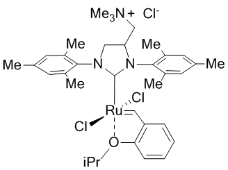 [1,3-Bis(2,4,6-trimethylphenyl)-4-[(trimethylammonio)methyl]imidazolidin-2-ylidene]-(2-i-propoxybenzylidene)dichlororuthenium(II) chloride StickyCat Cl