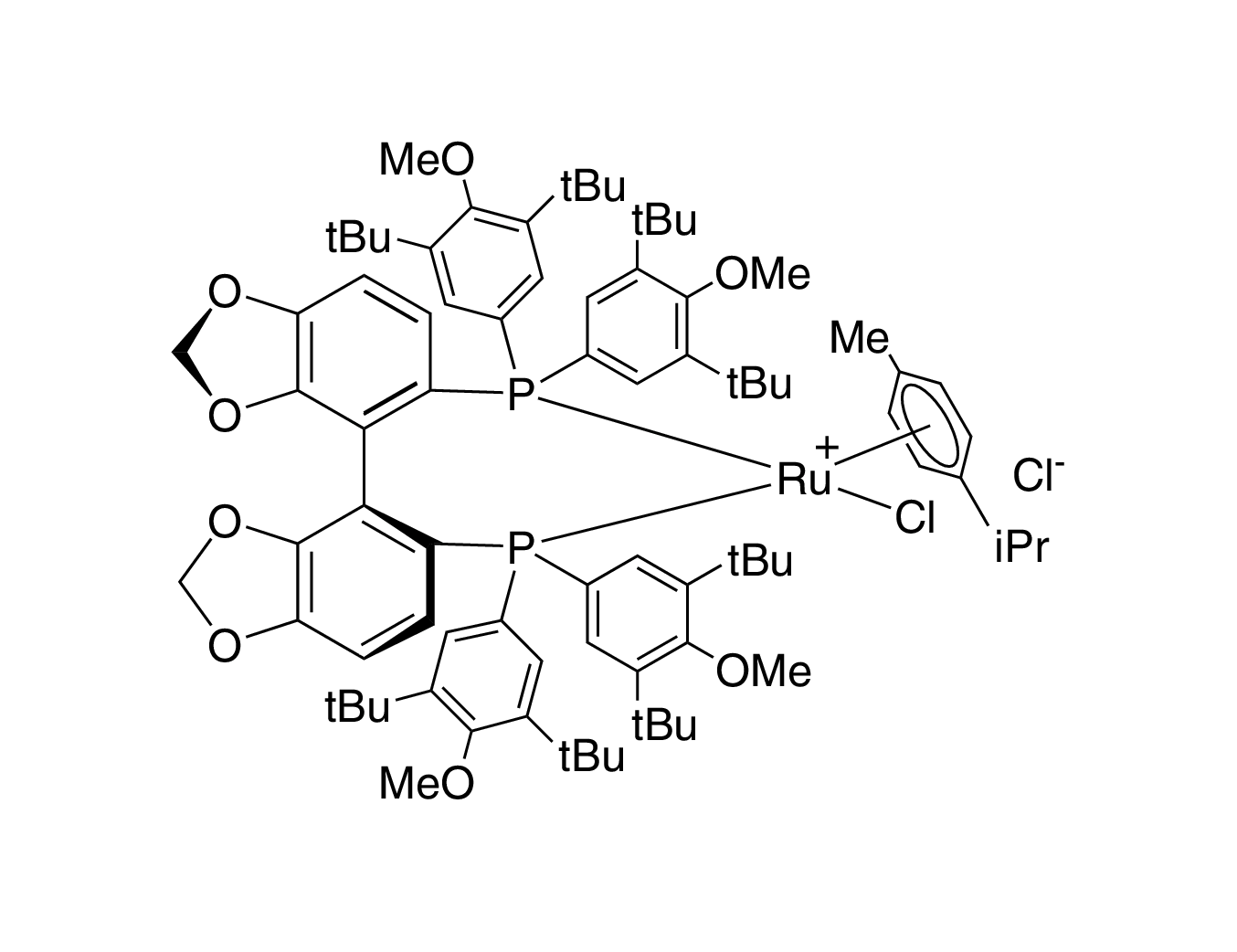 Chloro{(S)-(+)-5,5'-bis[di(3,5-di-t-butyl-4-methoxyphenyl)phosphino]-4,4'-bi-1,3-benzodioxole}(p-cymene)ruthenium(II) chloride [RuCl(p-cymene)((S)-dtbm-segphos®)]Cl