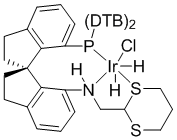{(S)-(-)-7-[N-(1,3-dithian-2-yl)methylamino]-7'-[bis(3,5-di-t-butylphenyl)phosphino]-2,2',3,3'-tetrahydro-1,1'-spirobindane}chlorodihydroiridium(III), 97+% [Ir-(S)-DTB-SpiroSAP]