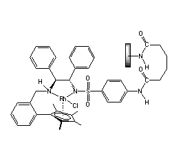 Chloro[2-methyl{1S,2S-diphenyl-2-[(4-amidophenylsulfonyl)amido]ethyl}amino}phenyl]-2,3,4,5-tetramethylcyclopenta­dienyl]rhodium(III)  Heterogenized Rh(III)-catalyst on a polyethylene sinter plate