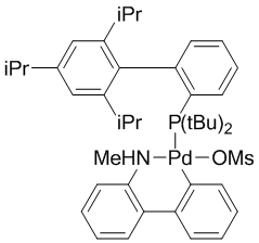 Methanesulfonato(2-di-t-butylphosphino-2',4',6'-tri-i-propyl-1,1'-biphenyl)(2'-methylamino-1,1'-biphenyl-2-yl)palladium(II) dichloromethane adduct, min. 98% [t-BuXphos Palladacycle Gen. 4]