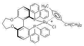 Chloro{(R)-(-)-1,13-bis(diphenyl­phosphino)-7,8-dihydro-6H-di­benzo[f,h][1,5]dioxonin}(p-cymene)ruthenium(II) chloride (R)-C₃-TUNEPHOS-Ru