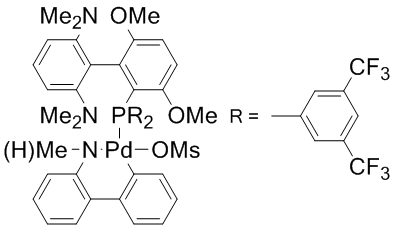 Methanesulfonato(2-bis(3,5-di(trifluoromethyl)phenylphosphino)-3,6-dimethoxy-2',6'-bis(dimethylamino)-1,1'-biphenyl )(2'-methylamino-1,1'-biphenyl-2-yl)palladium(II) [Palladacycle Gen. 4]