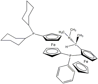 1-{[(R)-Ferrocenyl-2-(S)-ethyl-1-dimethylamino)phenyl]-(R)-phosphino}-1'-dicyclohexylphosphino­ferrocene, min. 97% Chenphos