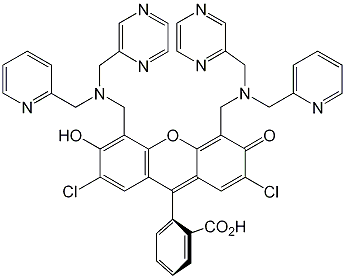 9-(2-Carboxyphenyl)-2,7-dichloro-4,5-bis[(2-picolyl)(pyrazin-2-ylmethyl)aminomethyl]-6-hydoxy-3-xanthanone ZPP1