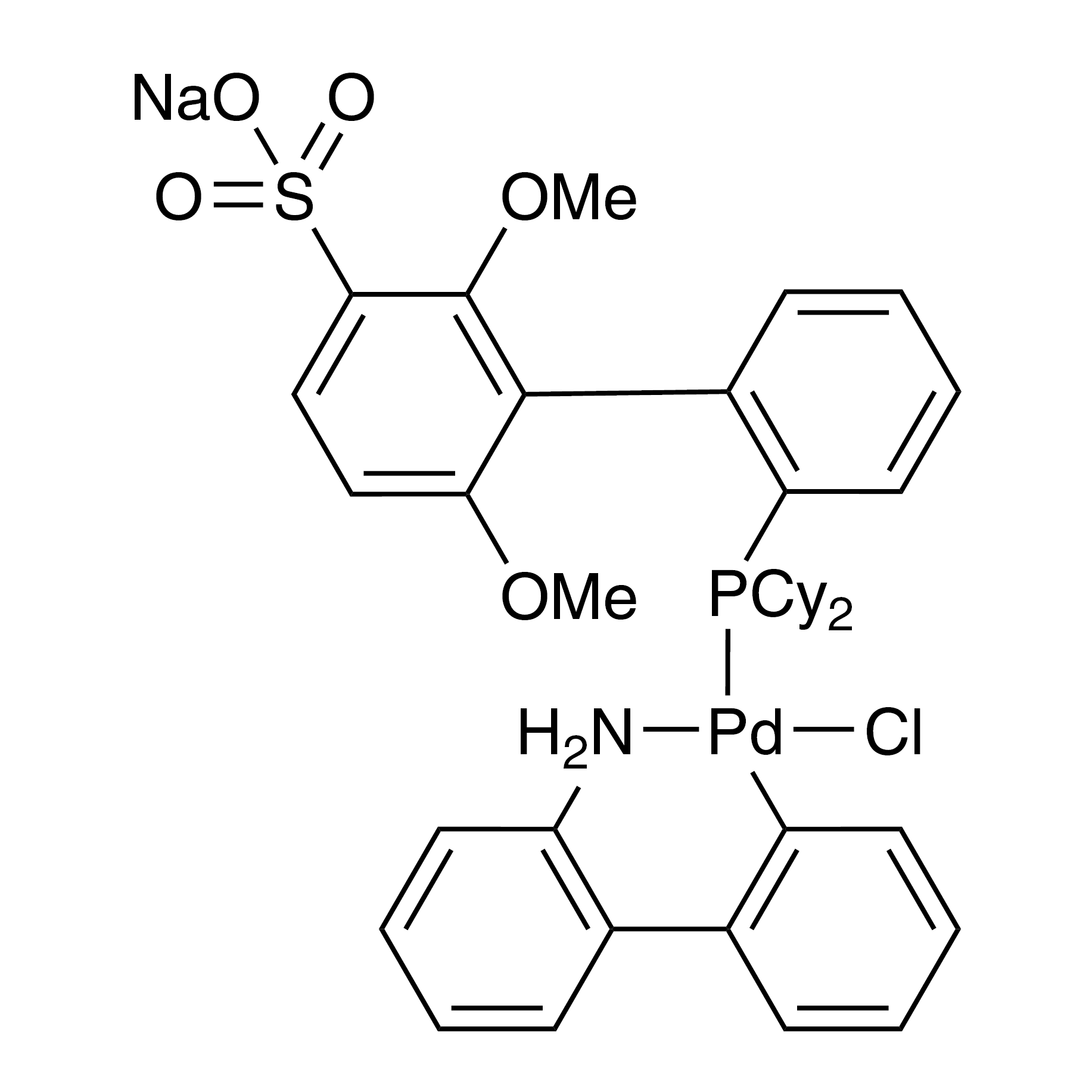 Chloro(2-dicyclohexylphosphino-2',6'-dimethoxy-3'-sulfonic acid sodium-1,1'-biphenyl)(2'-amino-1,1'-biphenyl-2-yl)palladium(II), [sSPhos Palladacycle Gen. 2]