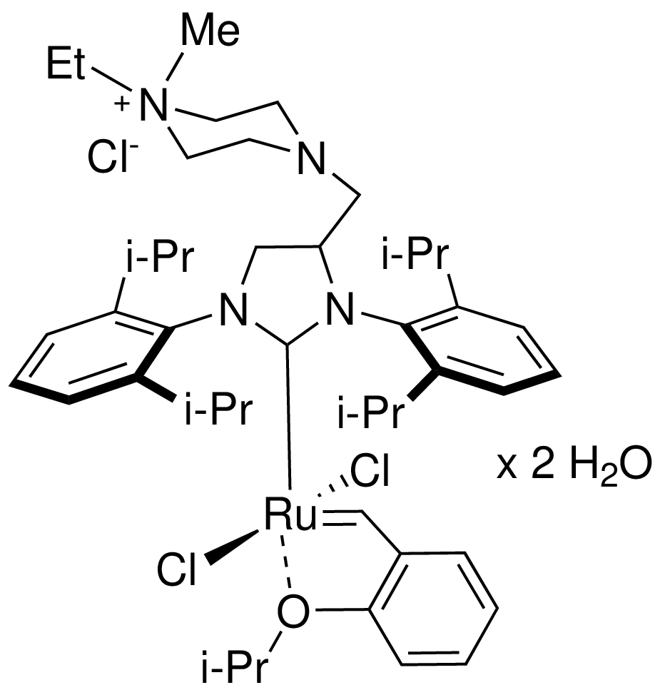 (1,3-Bis(2,6-diisopropylphenyl)-4-((4-ethyl-4-methylpiperzain-1-ium-1-yl)methyl)imidazolidin-2-ylidene)(2-isopropoxybenzylidene)ruthenium(II)dichloride chloride dihydrate FixCat