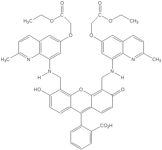 2-{4,5-Bis[(6-(2-ethoxy-2-oxoethoxy)-2-methylquinolin-8-ylamino)methyl]-6-hydoxy-3-oxo-3H-xanthen-9-yl}benzoic acid FL2E