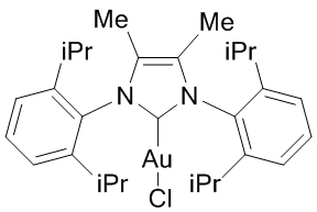 Chloro{1,3-bis[2,6-bis(1-methylethyl)phenyl]-1,3-dihydro-4,5-dimethyl-2H-imidazol-2-ylidene}gold(I), 98% IPrMeAuCl