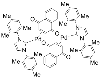 1,3-Bis(2,4,6-tri­methylphenyl)imidazol-2-ylidene(1,4-naphtho­quinone)palladium(0) dimer, 96%
