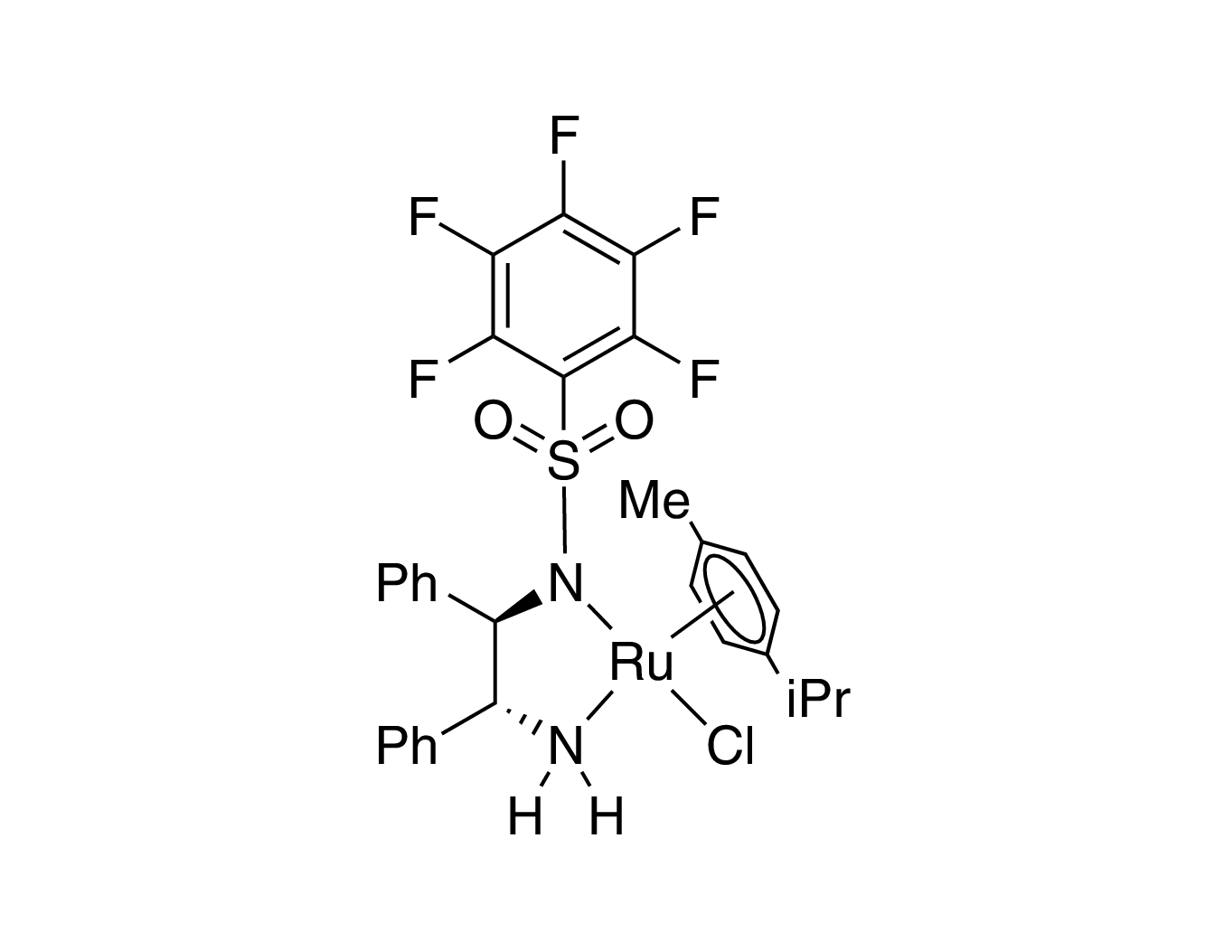 Chloro{[(1R,2R)-(-)-2-amino-1,2-diphenylethyl](pentafluorophenylsulfonyl)amido}(p-cymene)ruthenium(II), min. 90% RuCl[(R,R)-Fsdpen](p-cymene)