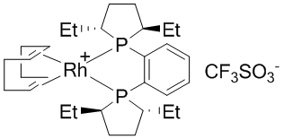 (-)-1,2-Bis((2R,5R)-2,5-diethylphospholano)benzene(1,5-cyclooctadiene)rhodium(I) trifluoro­methanesulfonate, 98+% (R,R)-Et-DUPHOS-Rh