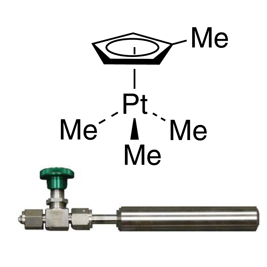 (Trimethyl)methylcyclopentadienylplatinum(IV), 99%, 78-1350, contained in 50 ml Swagelok® cylinder high temperature valve (96-1071) for CVD/ALD
