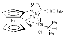 (-)-Dichloro[(4S)-4-(i-propyl)-2-{(S)-2-(diphenylphosphino)ferrocenyl}oxazoline](tri­phenylphosphine)ruthenium(II)