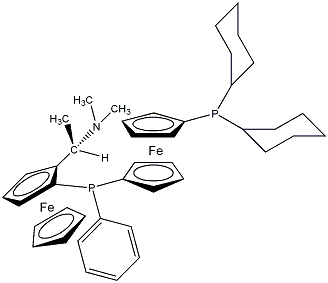 1-{[(S)-Ferrocenyl-2-(R)-ethyl-1-dimethylamino)phenyl]-(S)-phosphino}-1'-dicyclohexylphosphino­ferrocene, min. 97% Chenphos