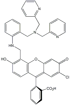 9-(2-Carboxyphenyl)-2-chloro-5-[{2-(di(2-pyridyl)aminomethyl)phenyl}aminomethyl]-6-hydroxy-3-xanthanone Zinpyr-4
