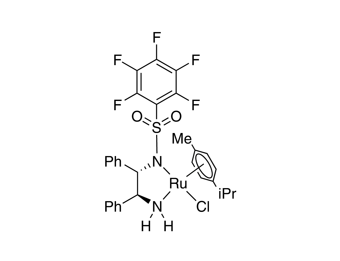 Chloro{[(1S,2S)-(+)-2-amino-1,2-diphenylethyl](pentafluorophenylsulfonyl)amido}(p-cymene)ruthenium(II), min. 90% RuCl[(S,S)-Fsdpen](p-cymene)