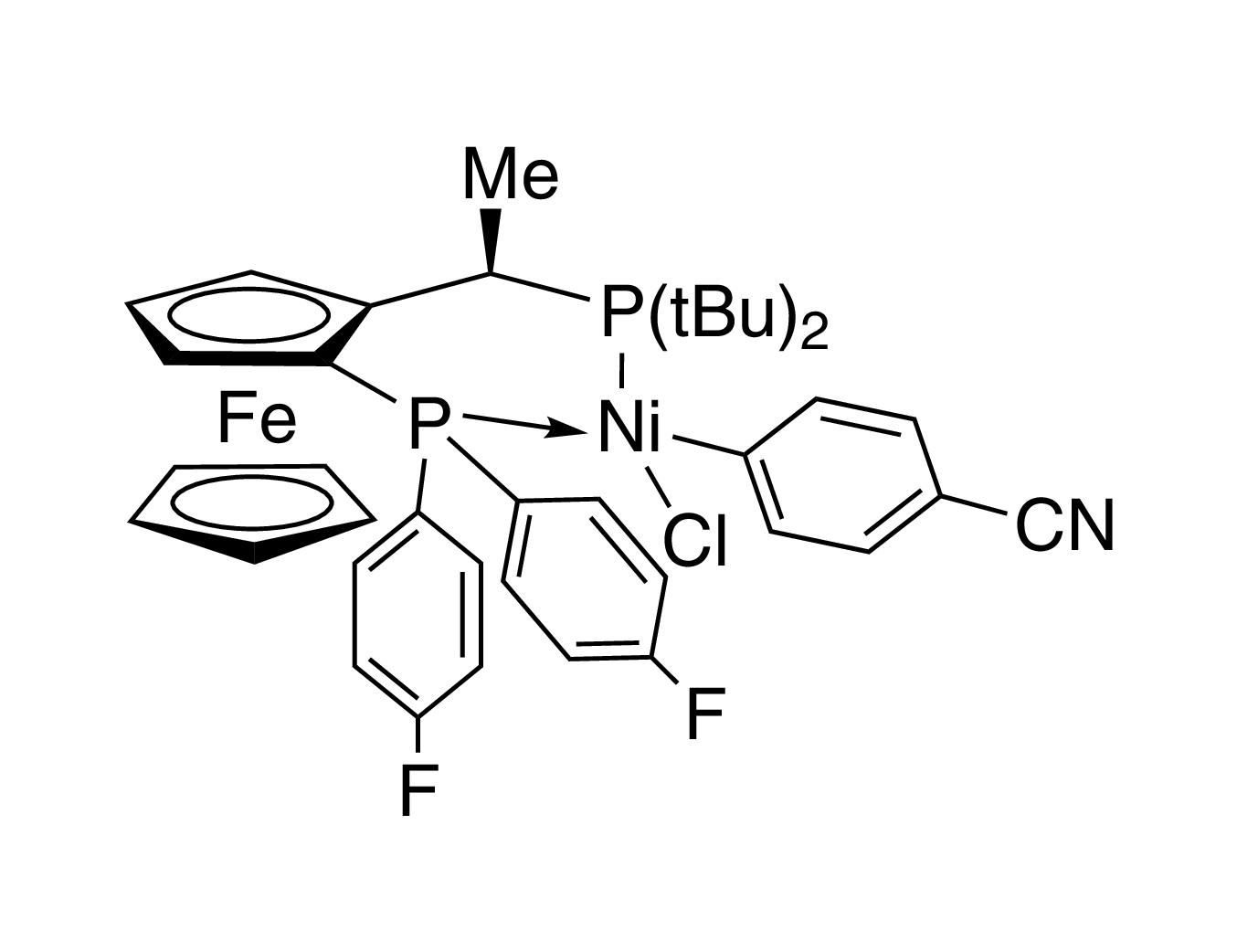 Chloro(4-cyanophenyl){(R)-1-[(S)-2-(bis(4-fluorophenyl)phosphinoferrocenyl]ethyl(di-t-butylphosphine)}nickel(II)