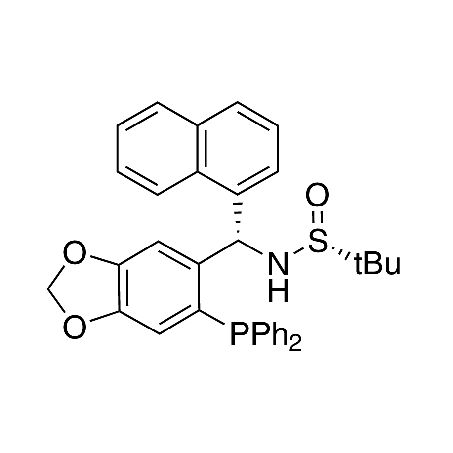 [S(R)]-N-[(S)-[6-(Diphenylphosphino)benzo[d][1,3]dioxol-5-yl]-1-naphthalenylmethyl]-2-methyl-2-propanesulfinamide, 95%