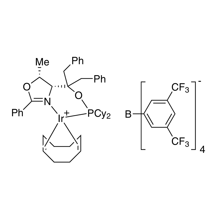 ((4R,5R)-(+)-O-[1-Benzyl-1-(5-methyl-2-phenyl-4,5-dihydrooxazol-4-yl)-2-phenylethyl] (dicyclohexylphosphinite)(1,5-COD)iridium(I) tetrakis(3,5-bis(trifluoromethyl)phenylborate, min. 97% (R,R)-[COD]Ir[cy₂PThrePHOX]