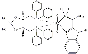 Dichloro[(4R,5R)-(-)-4,5-bis(diphenylphosphinomethyl)-2,2-dimethyl-1,3-dioxolane][(R)-(+)-2-(α-methylmethanamine)-1H-benzimidazole]ruthenium(II), min. 95%
