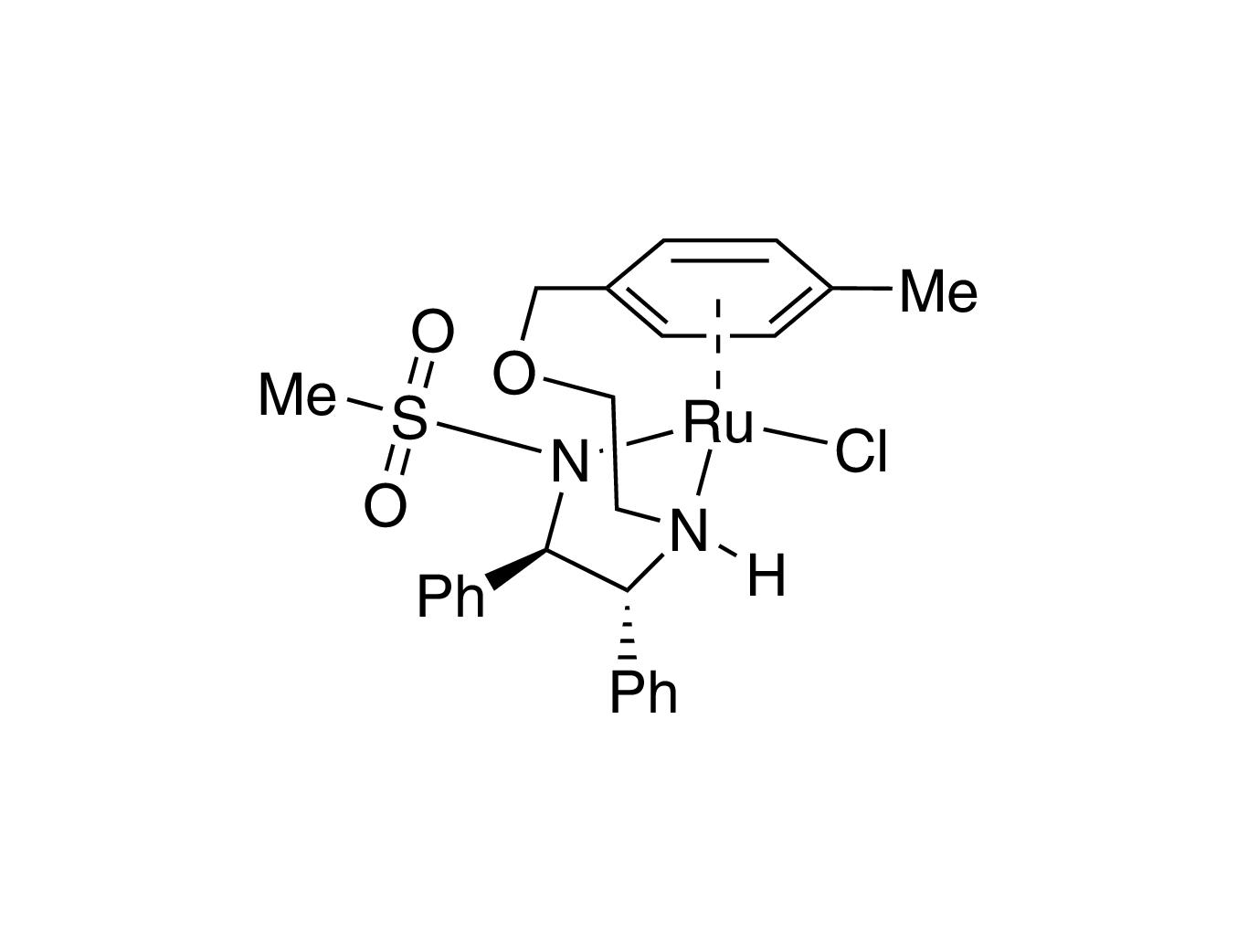 Chloro{N-[(1R,2R)-2-[(S)-[2-[[1,2,3,4,5,6-&#8776;)-4-methylphenyl]methoxy]ethyl]amino]-1,2-diphenylethylmethanesulfonamidato}ruthenium(II)  (R,R)-Ms-DENEB®_1746741841138. Click to expand image
